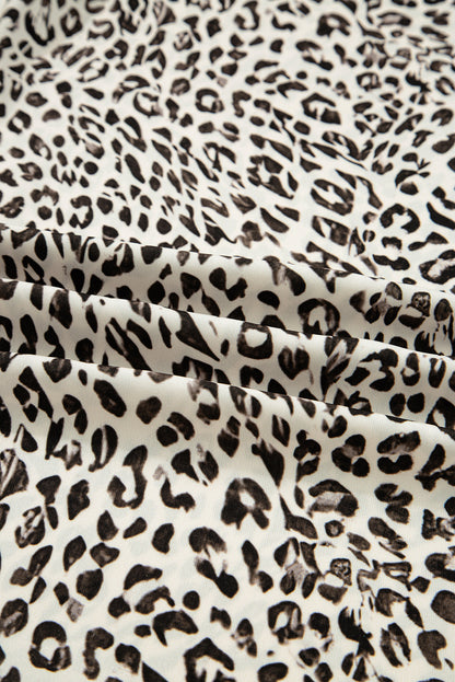 Brown Leopard Drawstring Elastic Waistband Loose Pants