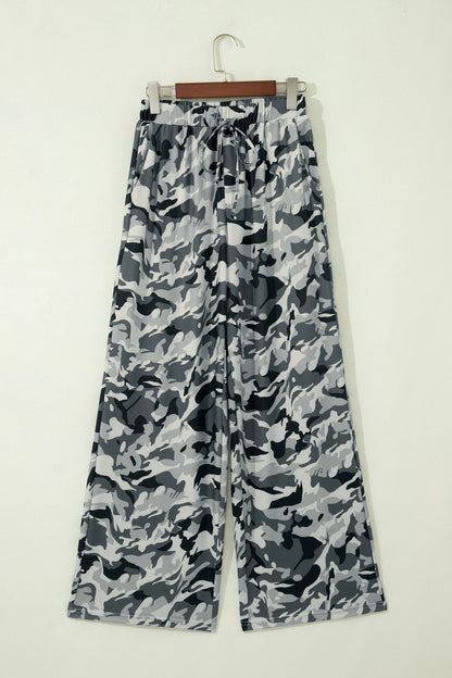 Camouflage Print Drawstring Casual Pants