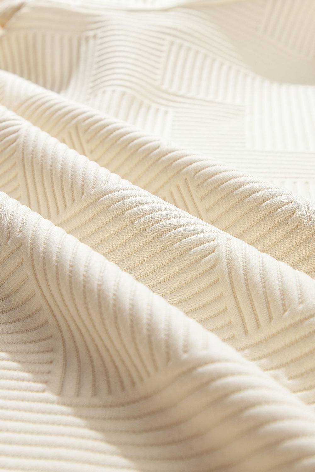 Oatmeal Textured Puff Sleeve T-shirt