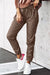 Brown Leather Tie Waist Jogger Pants