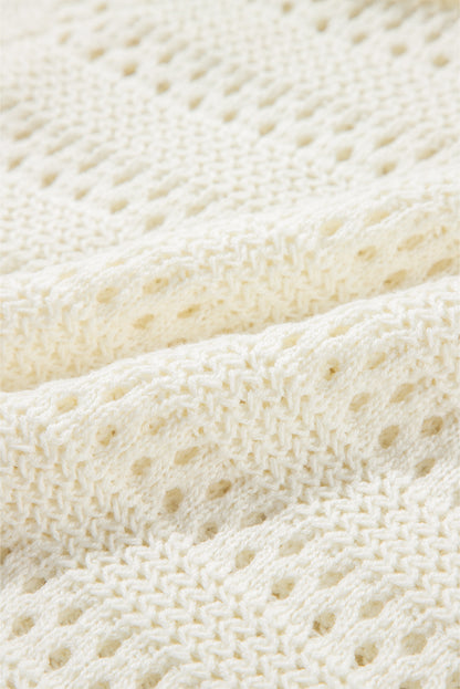 Pointelle Knit Raglan Sleeve Hooded Sweater