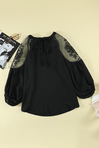 Black Formal Invitation Lace Blouse