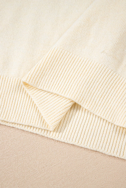 Buttoned Bishop Sleeve Crew Neck Sweater
