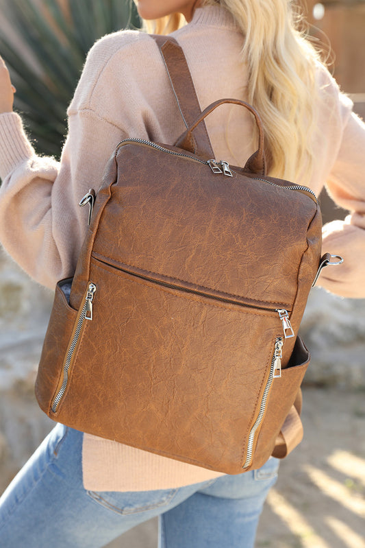 Chestnut Vintage Leather Large Backpack