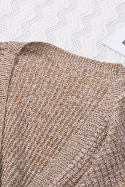 Wrap V Neck Waffle Sweater