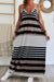 Multicolour Mixed Stripes Spaghetti Straps V Neck Maxi Dress