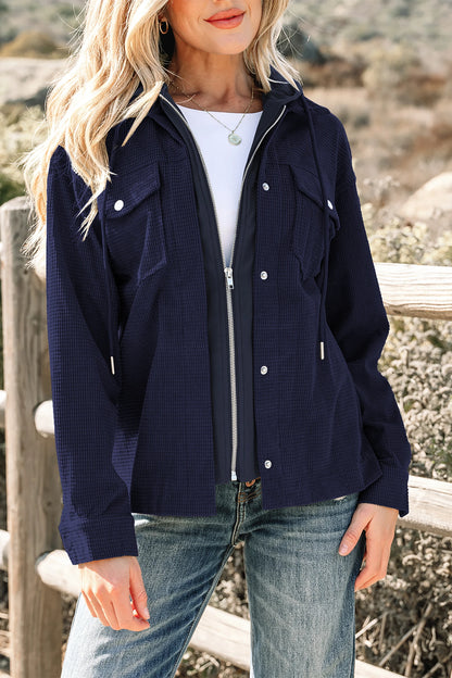 2 in 1 Thermal Knit Textured Hooded Jacket