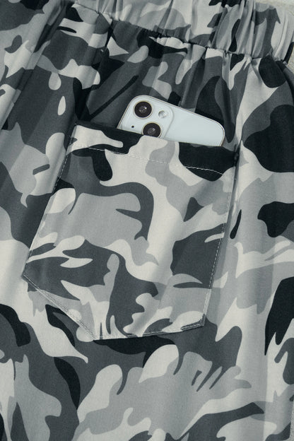 Camouflage Print Drawstring Casual Pants