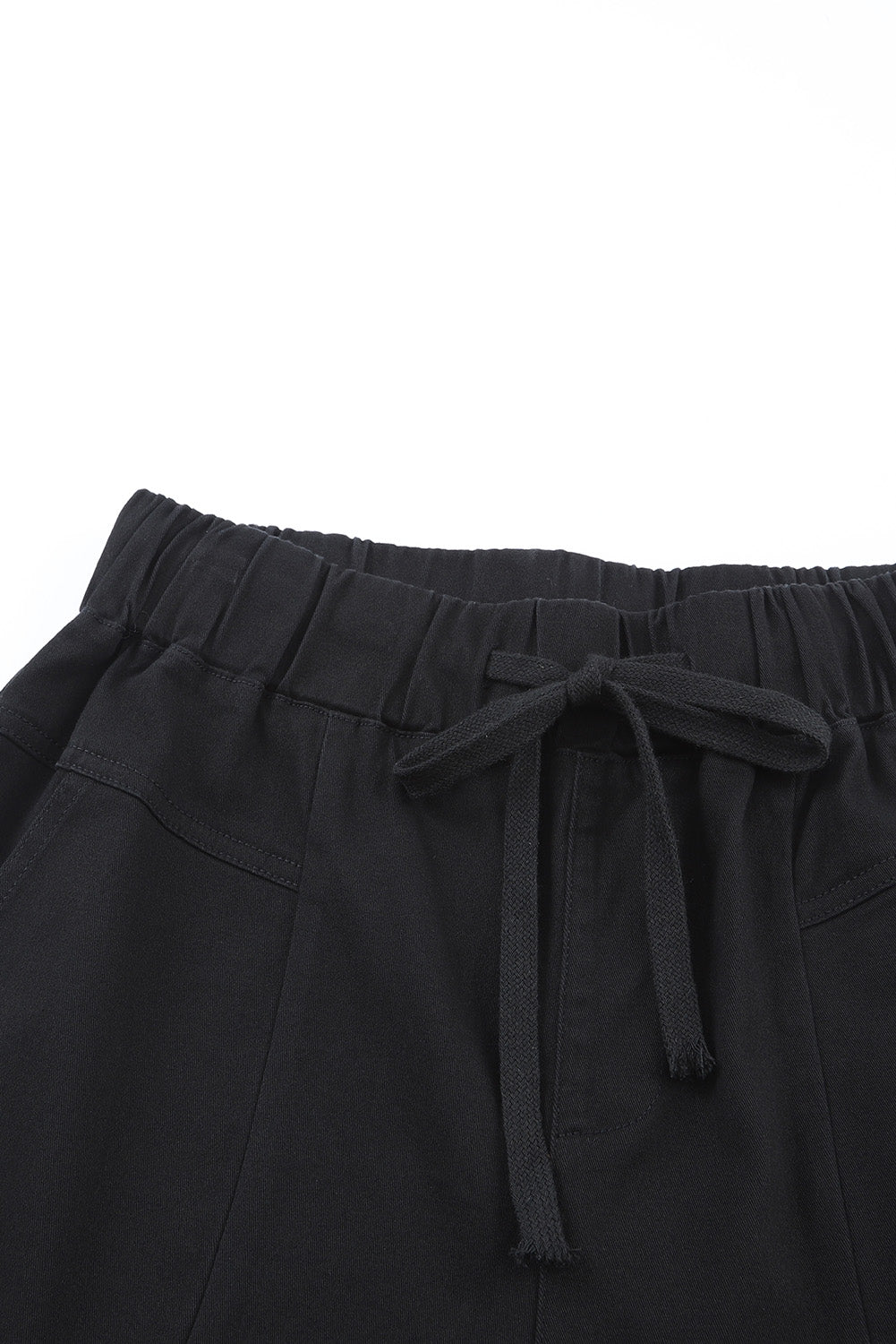 Black High Waist Drawstring Pocketed Pants