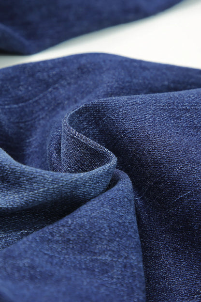 Blue-2 High Waist Distressed Straight Leg Jeans