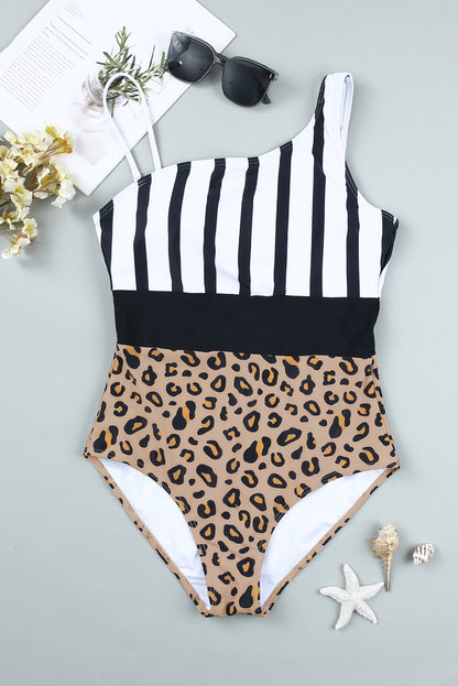 Leopard & Stripes One-Piece Swimwear