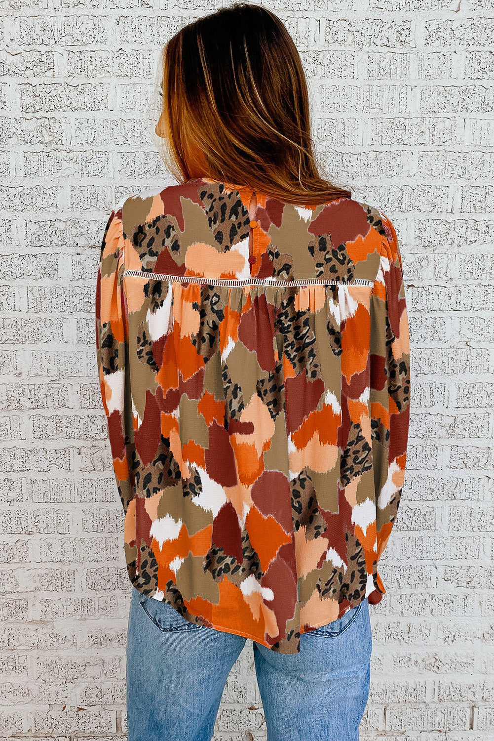 Abstract Printed Long Sleeve Blouse