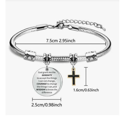 Cross Charm Serenity Prayer And Christian Bracelet