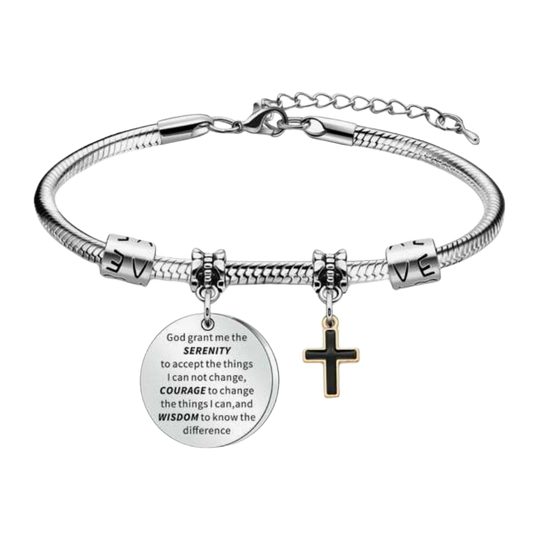 Cross Charm Serenity Prayer And Christian Bracelet