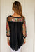 Black Floral Embroidered Sleeve Blouse