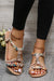 Apricot Flower Decor Braided Design Ankle Strap Sandals