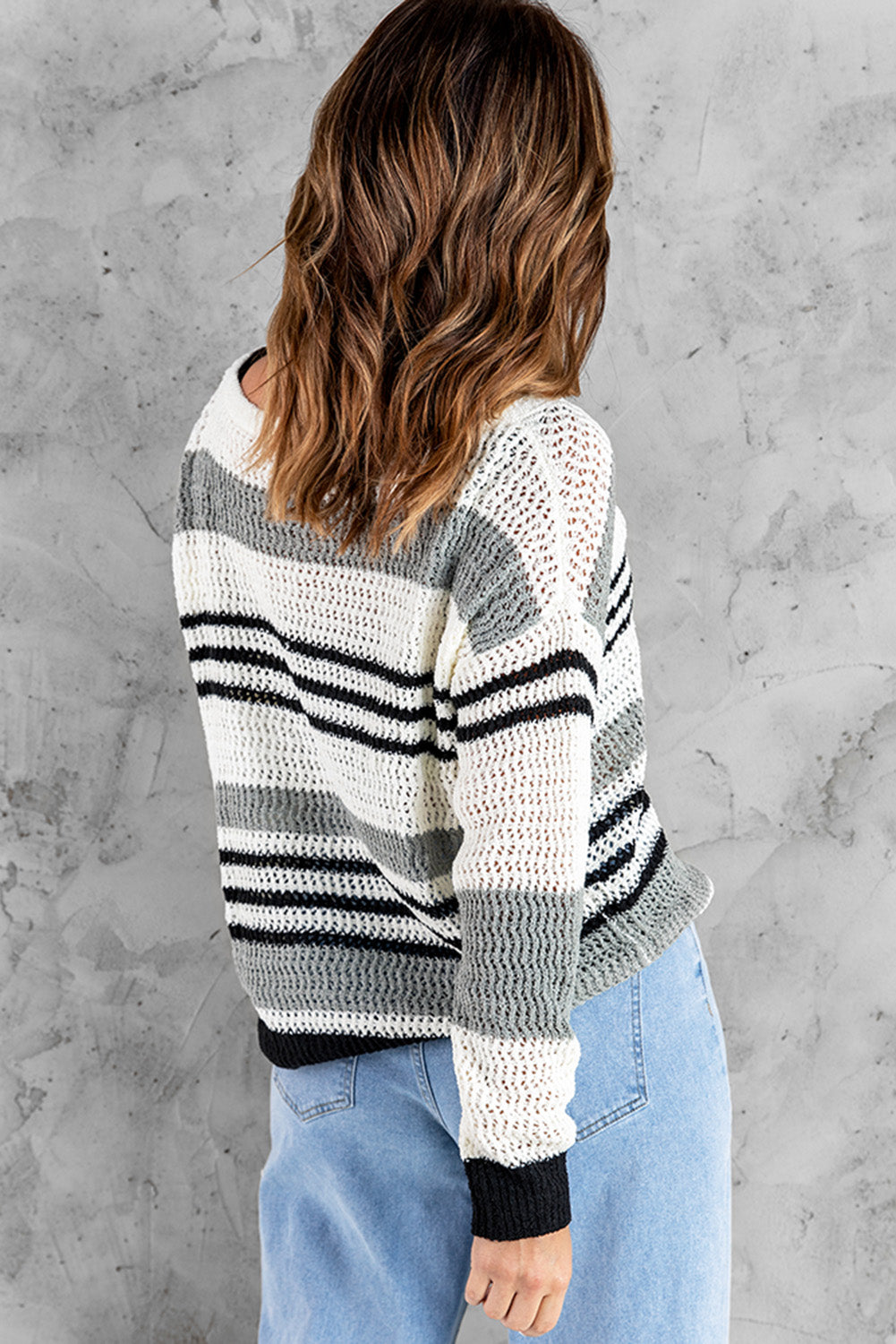 Loose Fit Striped Pattern Sweater