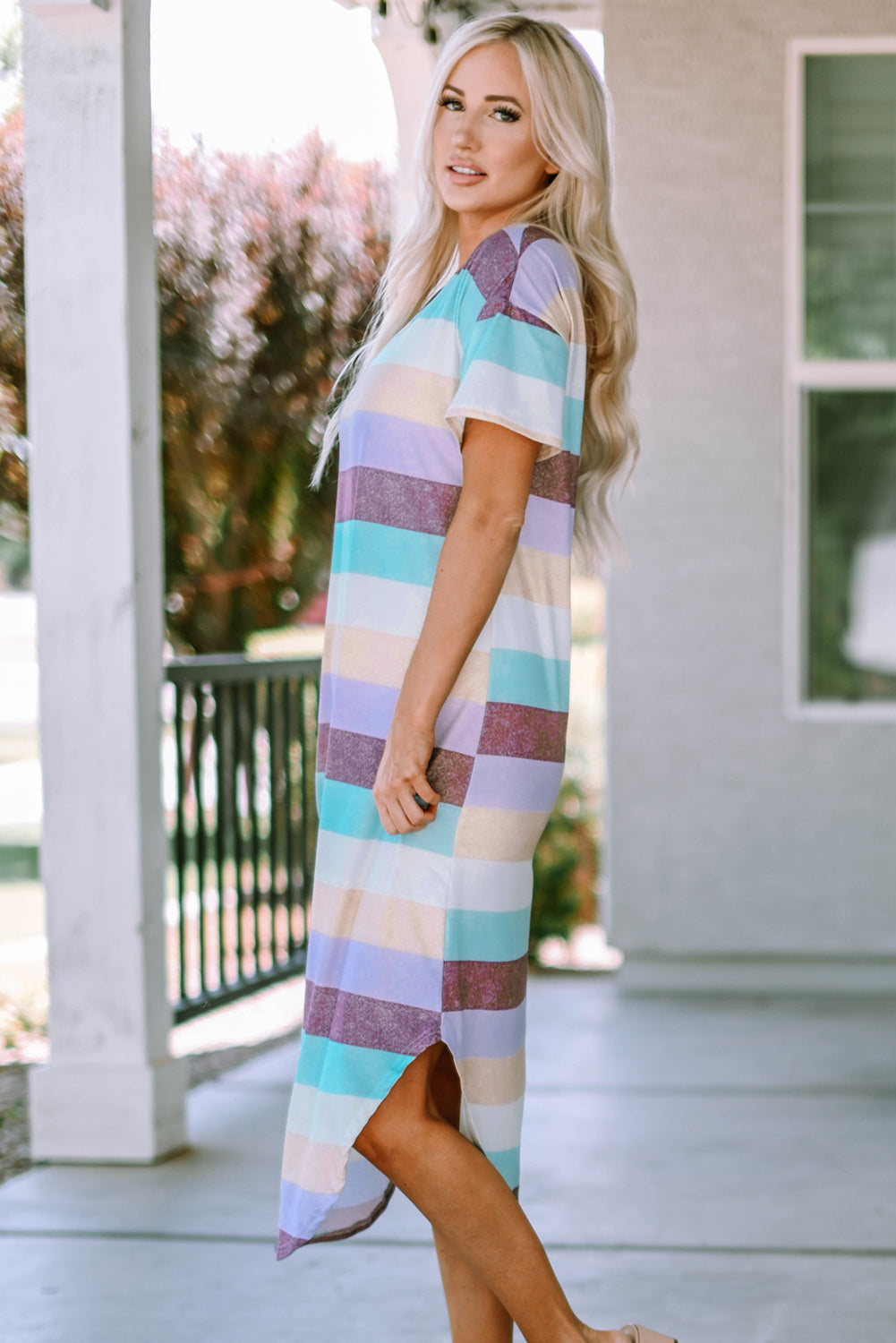 Striped t shirt midi dress top