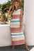 Multicolor Stripe Print Slit Maxi Tank Top Dress