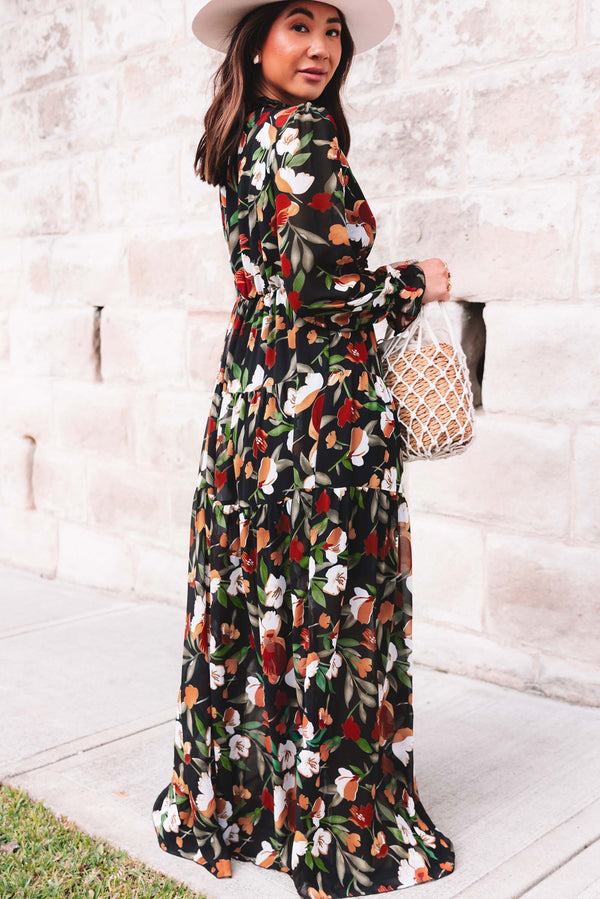 Wild Lotus Ruffle Tiered Maxi Dress - The Perfect Touch SA