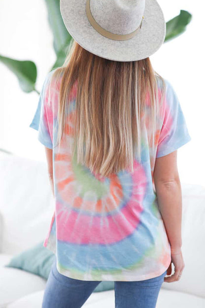 Tie-dye Short Sleeve V Neck T-Shirt