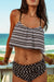 Glowing Top and Striped Bottom High Waisted Swimsuit