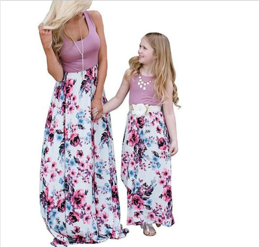 Mother & Daughter Dress Set Style 12 - Purple