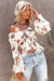 V Neck Balloon Sleeve Twist Front Floral Blouse