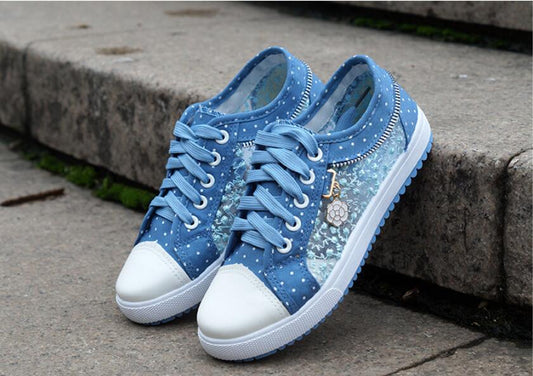 Lace Splicing Flat Shoes