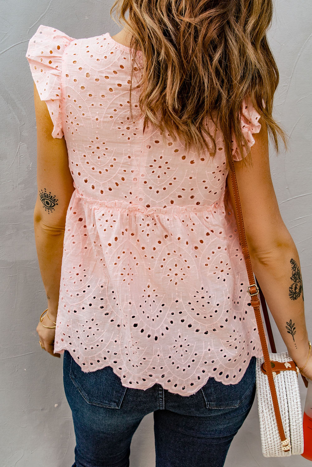 Eyelet Lace Scalloped Tank Top