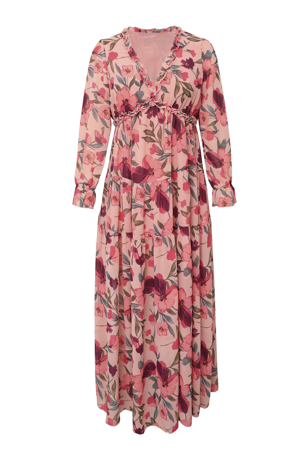 Wild Lotus Ruffle Tiered Maxi Dress