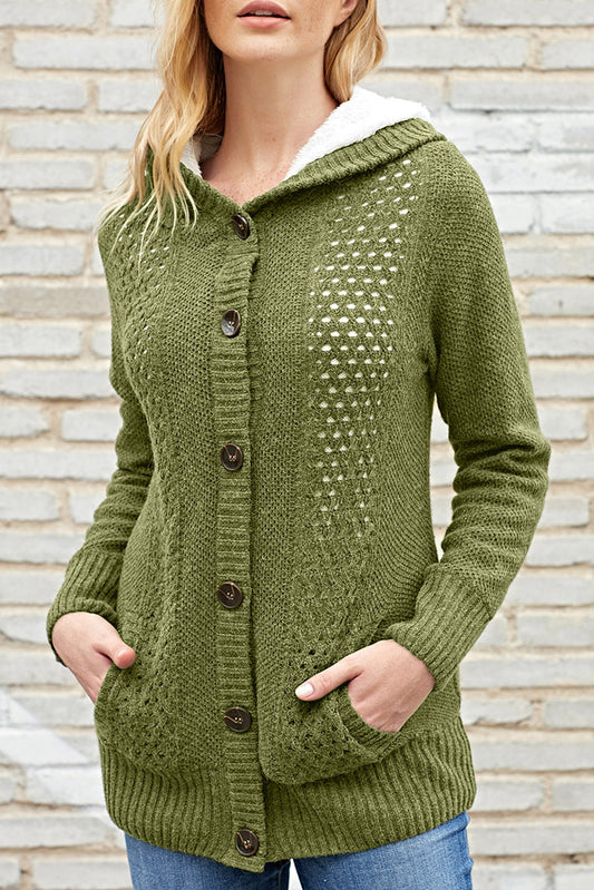 Hooded Button Cardigan Sweater