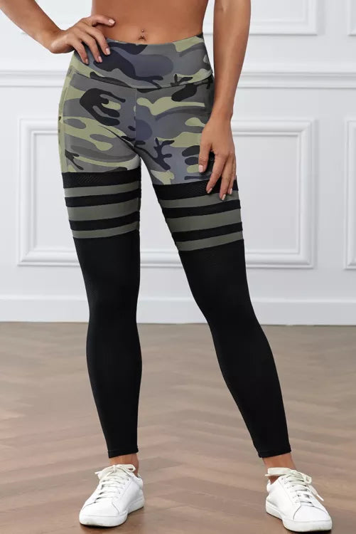 Camo Print Striped Sport Pants