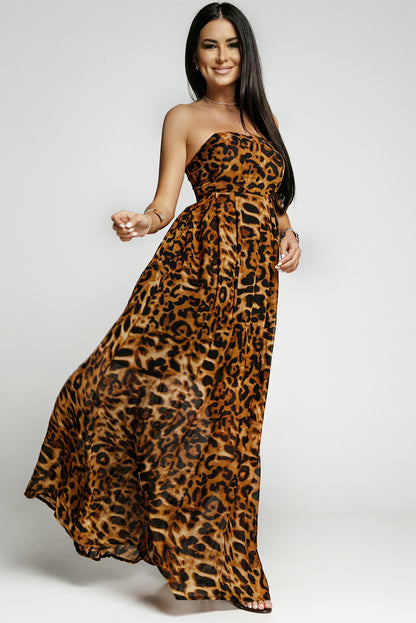 Leopard Bandeau Leopard Print Maxi Dress