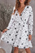 White V Neck Star Pattern Tunic Dress