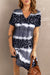 Gray Leopard Color Block V-Neck T-shirt Dress