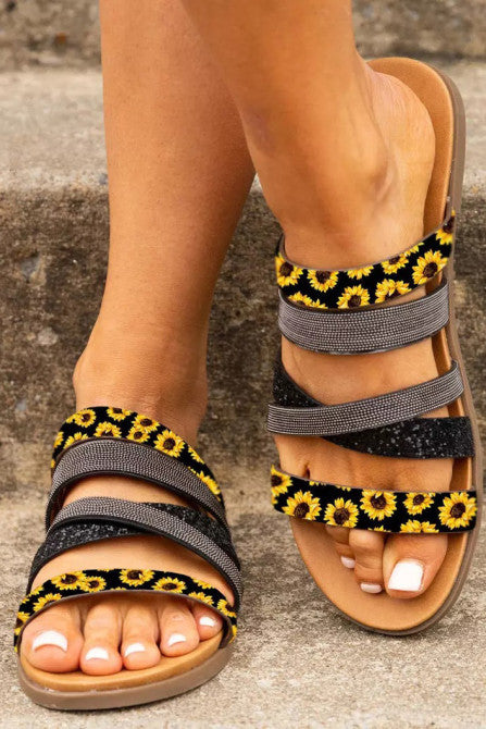 Sunflower-Cross-Tied-Flat-Slippers