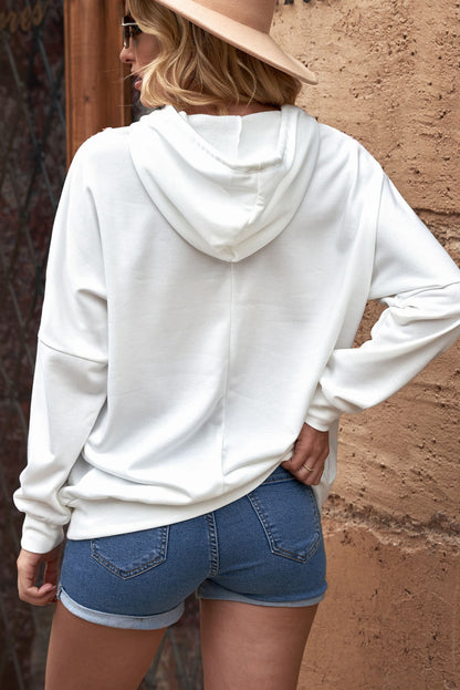 White Chevron Sequin Pullover Hoodie